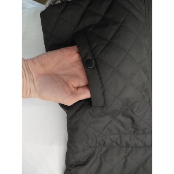 Womens Reversible Faux Fur/Puffer Vest Full Zip Gray Quilted Sz XL Sherpa - Picture 16 of 16